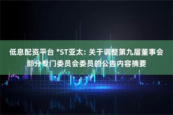 低息配资平台 *ST亚太: 关于调整第九届董事会部分专门委员会委员的公告内容摘要