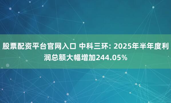 股票配资平台官网入口 中科三环: 2025年半年度利润总额大幅增加244.05%